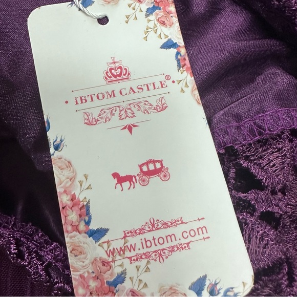 Ibtom Castle Purple Lace Tulle Half Sleeve Formal Mother of Bride Maxi Dress 2X - Picture 11 of 13